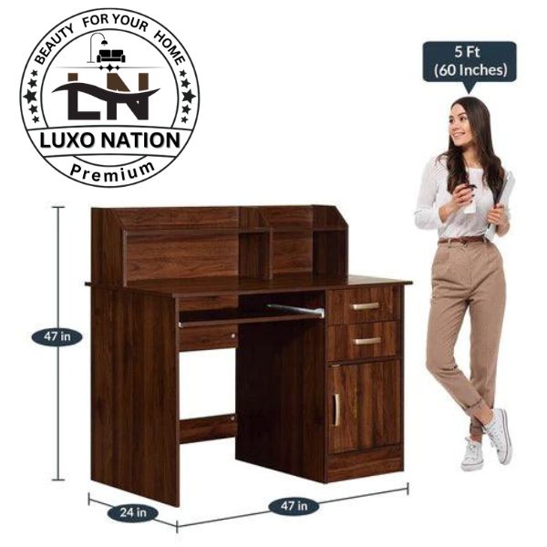 Luxo Nation Study Table with Storage | Premium Wooden Desk for Home Office